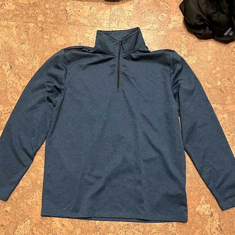 Calvin Klein Performance Men’s Heather Dark Teal 1/4 Zip Pullover (Large)